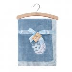 Paturica din fleece Mothers Choice cu broderie pentru bebelusi bleu