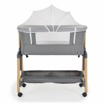 Patut Co-Sleeper cu cos si plasa 90x53 cm Adoro Grey