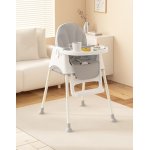 Scaun de masa Little Mom multifunctional 3in1 cu pernuta si roti Grey