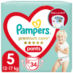 Scutece-chilotel Pampers Premium Care Pants Value Pack marimea 5, 12-17 kg 34 buc