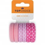 Set 6 elastice de par roz bumbac Top Choice