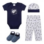 Set cadou nou nascuti Mothers Choice 4 piese din bumbac model racheta