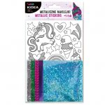 Set creativ cu autocolante metalice unicorn Kidea 6+ multicolor