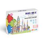 Set magnetic Magblox 98 piese circuit cu bile pastel Magbrix Marble Run