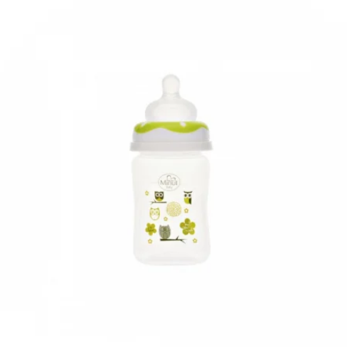 Biberon gat larg Minut Baby cu tetina silicon 150 ml verde