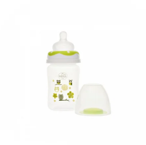 Biberon gat larg Minut Baby cu tetina silicon 150 ml verde - 1 | YEO