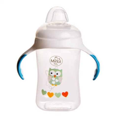 Cana cu manere si cioc de silicon Minut Baby 300 ml 6+ verde