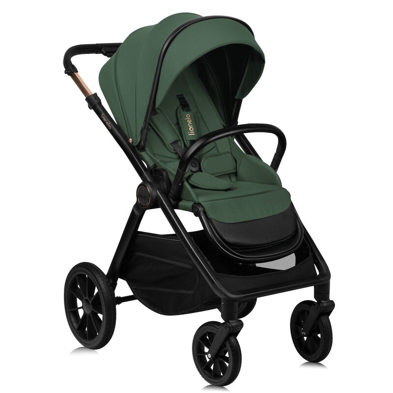 Carucior 2 in 1 Lionelo Layla Sarcina maxima 22 kg, Cadru aluminiu, Cu landou intarit si salteluta din spuma AirDots, Reversibil, Cu ventilatie 3D, Cu accesorii, Standard de siguranta EN1888-1 verde