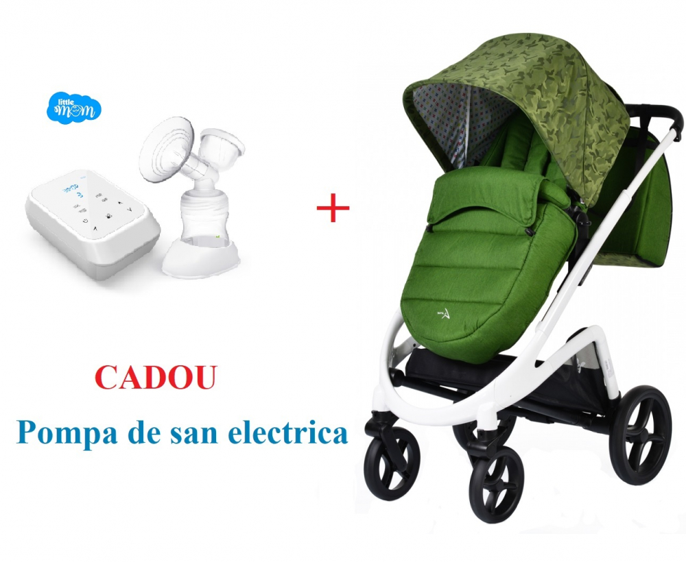 Carucior modular 2 in 1 Cangaroo S-Line Green + CADOU Pompa de san electrica Little Mom Easy Touch - 2 | YEO