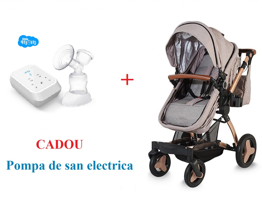 Carucior transformabil 3 in 1 Coccolle Ambra Rose Gold + CADOU Pompa de san electrica Little Mom Easy Touch - 6