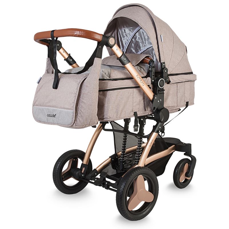 Carucior transformabil 3 in 1 Coccolle Ambra Rose Gold + CADOU Pompa de san electrica Little Mom Easy Touch