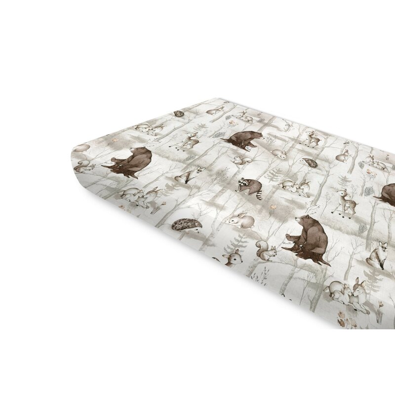 Cearceaf cu elastic MimiNu din bumbac 160x80 cm Design Woodland