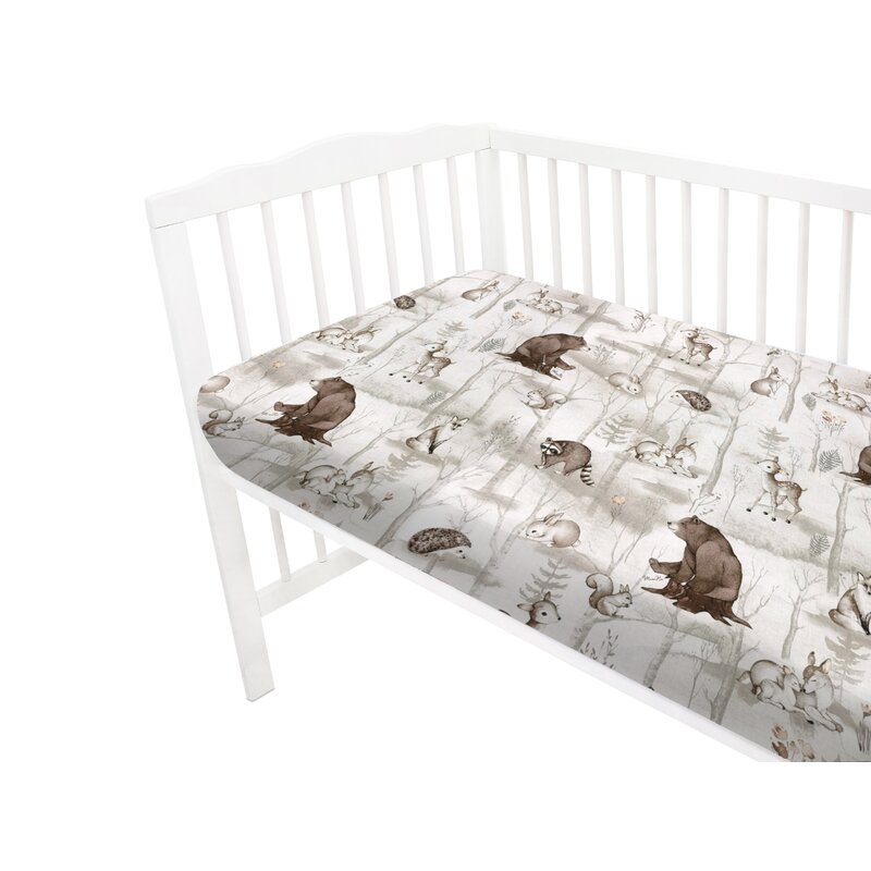 Cearceaf cu elastic MimiNu 120X60 cm Ddin bumbac Design Woodland