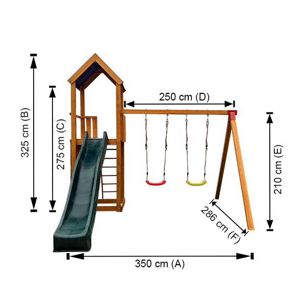 Complex de joaca Mega Play 300 - 2 leagane clasice drepte + 4 ancore - 2 | YEO