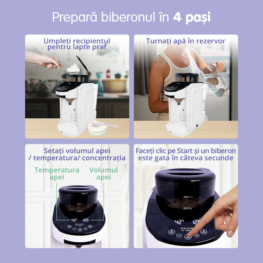 Espressor inteligent pentru prepararea formulei de lapte cu aplicatie Easycare Baby - 2 | YEO