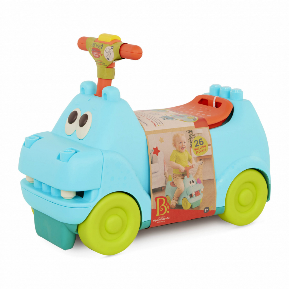 Vehicul fara pedale BToys model Hipopotam cu sunete lumini si 26 de cuburi - 4