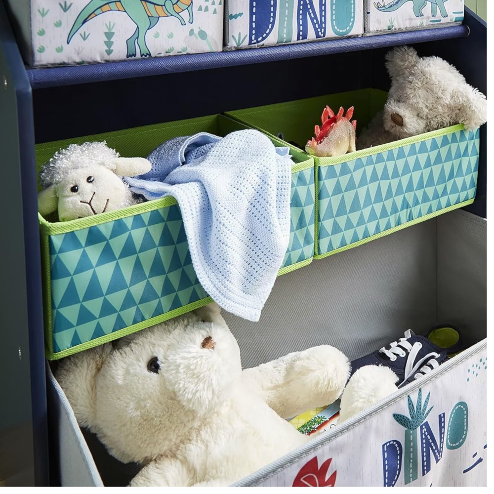 Organizator din lemn Ginger Home pentru jucarii cu 6 cutii textile Dinosaur - 1 | YEO