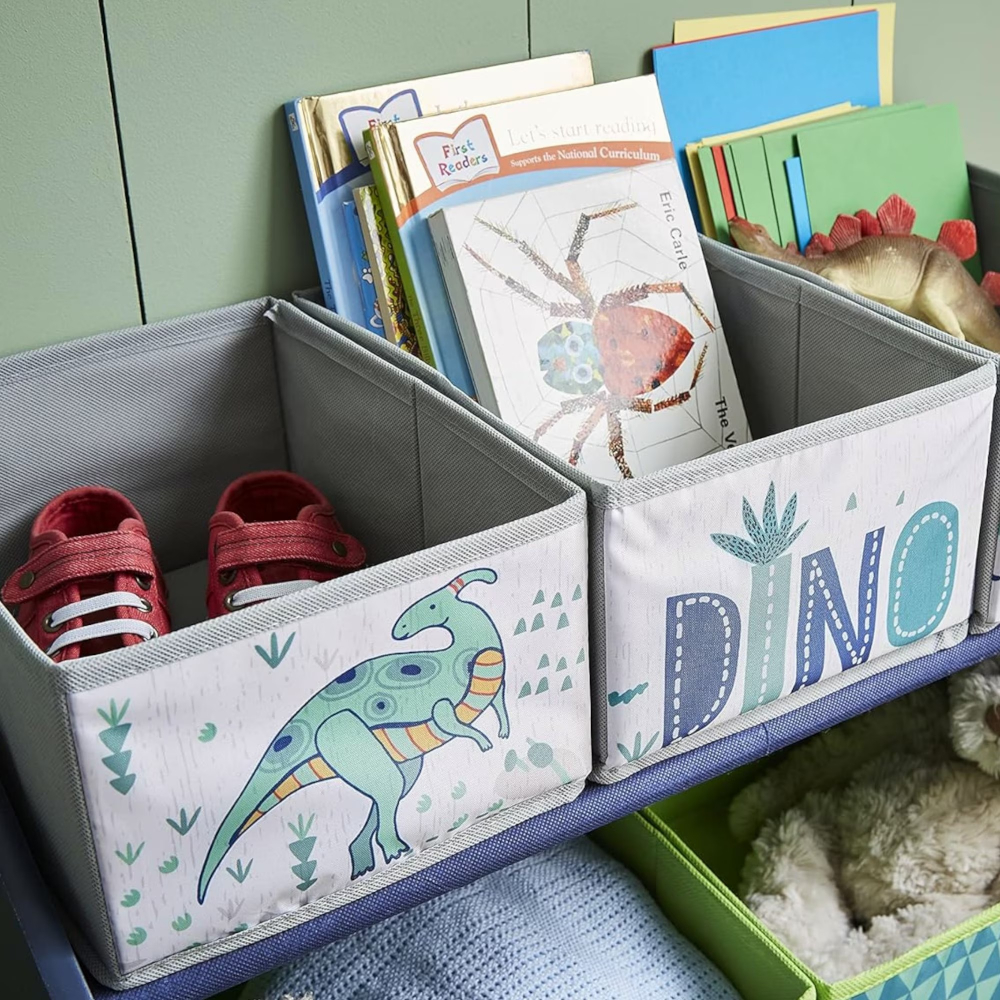 Organizator din lemn Ginger Home pentru jucarii cu 6 cutii textile Dinosaur - 2 | YEO