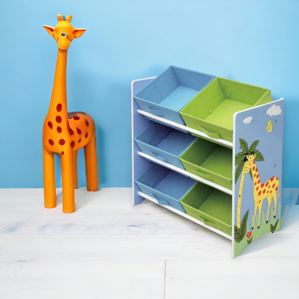 Organizator din lemn Ginger Home pentru jucarii cu 6 cutii textile Savanna - 1