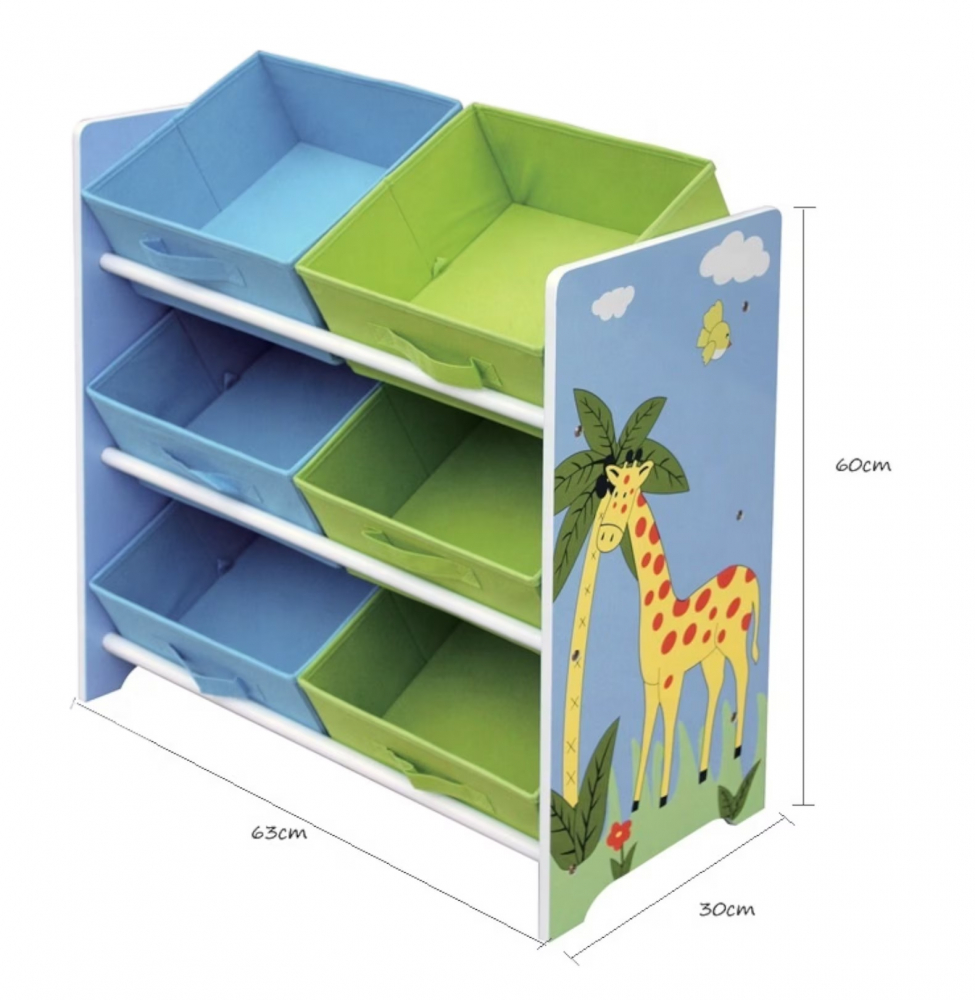 Organizator din lemn Ginger Home pentru jucarii cu 6 cutii textile Savanna - 2