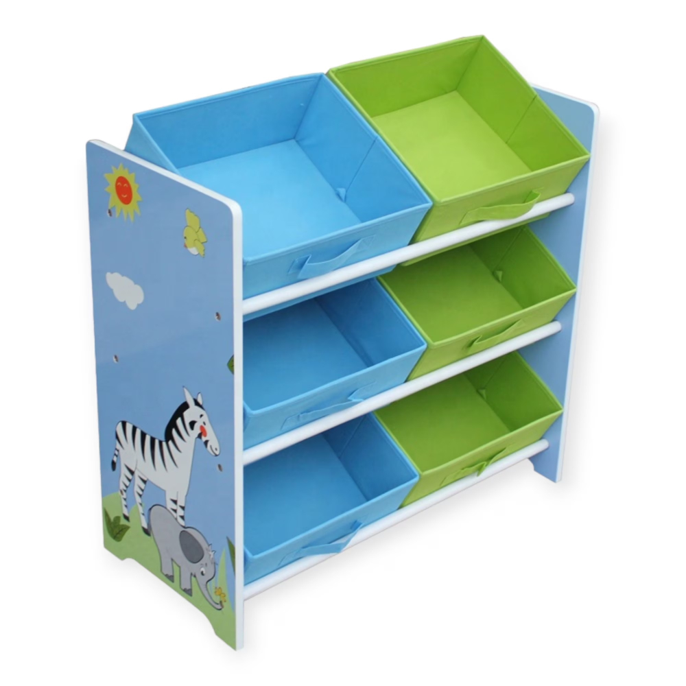 Organizator din lemn Ginger Home pentru jucarii cu 6 cutii textile Savanna - 4