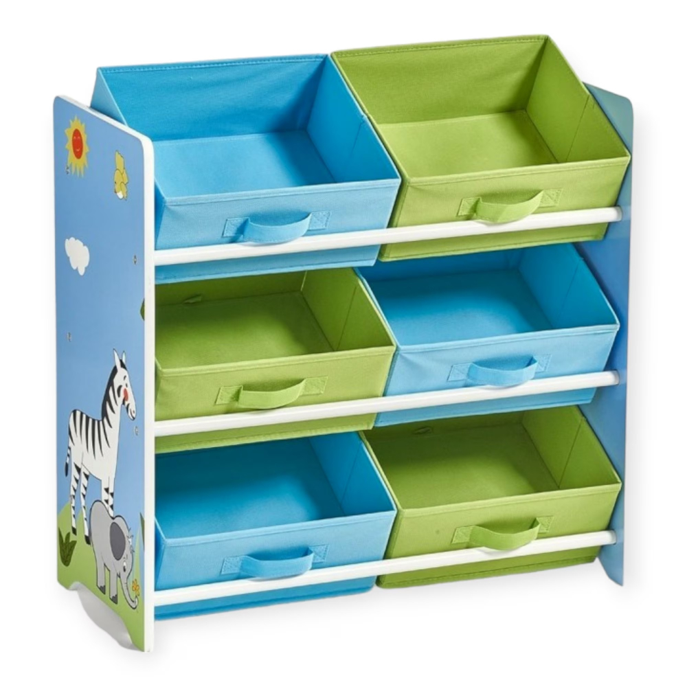 Organizator din lemn Ginger Home pentru jucarii cu 6 cutii textile Savanna - 6