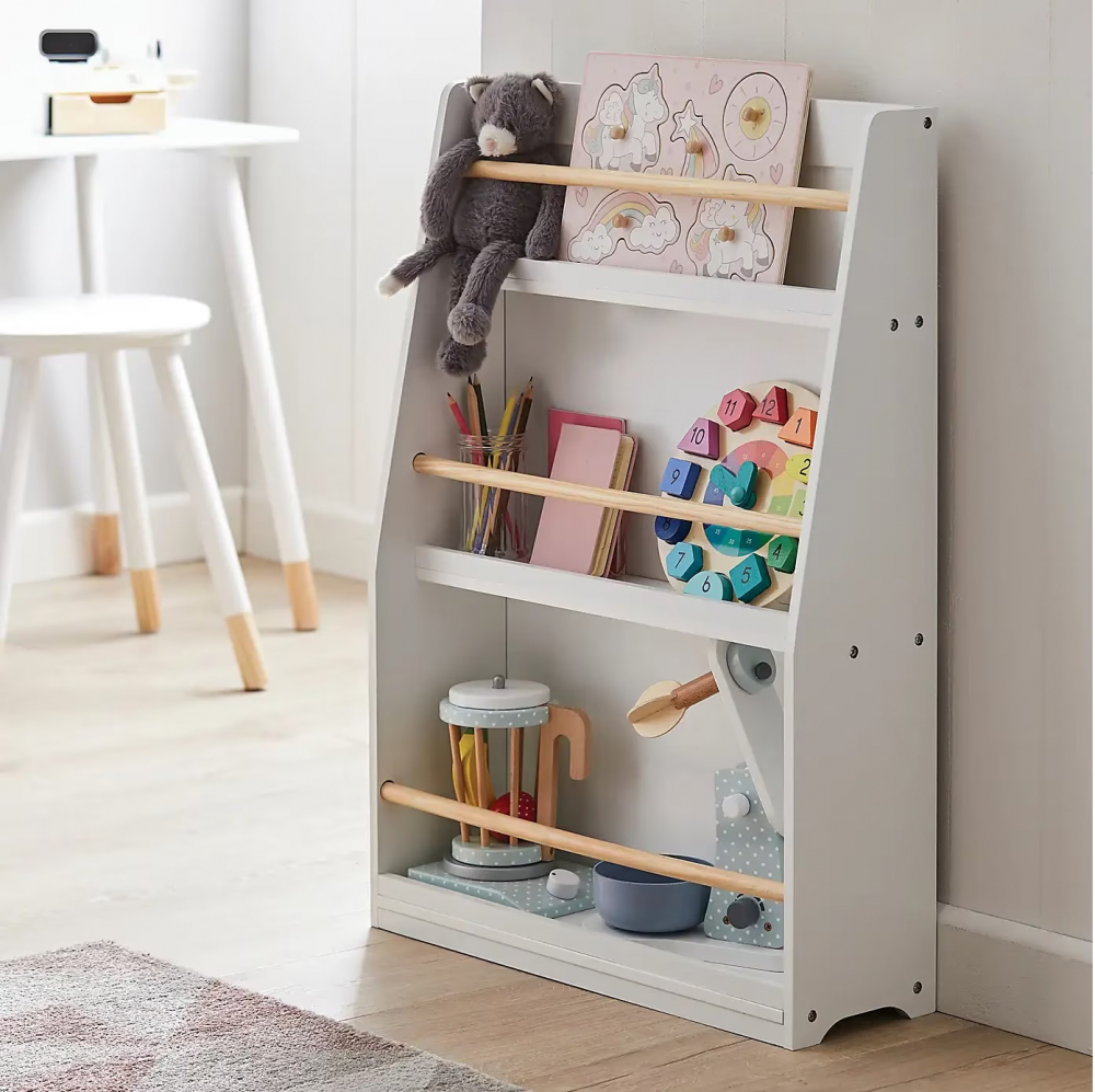 Organizator din lemn Ginger Home pentru jucarii si carti Cozy White - 3