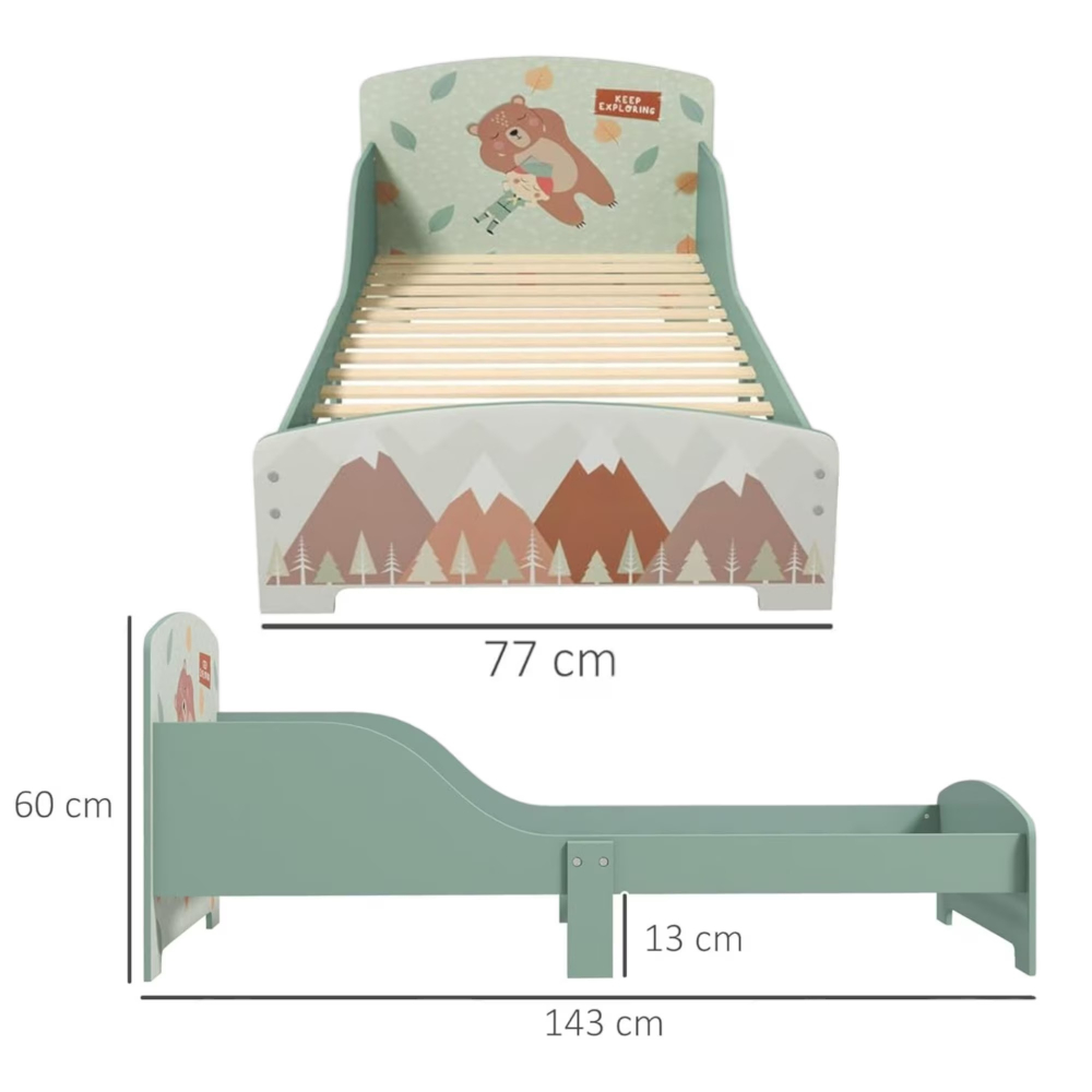 Pat junior din lemn 130x70 cm Ginger Home cu laterale protectie Forest - 8