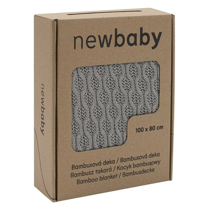 Paturica tricotata New Baby din bambus 80x100 cm grey