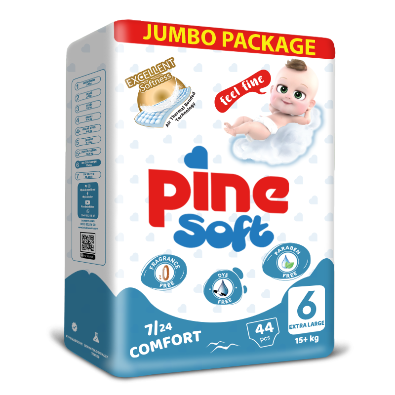 Scutece pentru bebelusi Pine Soft Pachet Jumbo Pine Extra Large +15 kg x 44 buc