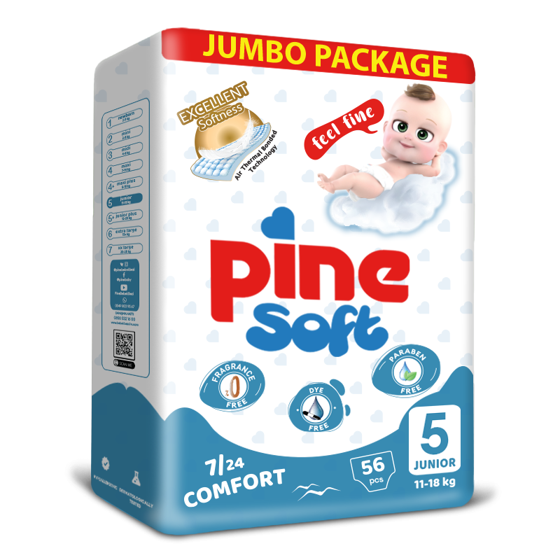 Scutece pentru bebelusi Pine Soft Pachet Jumbo Pine Junior 11-18 kg x 56 buc - 1 | YEO