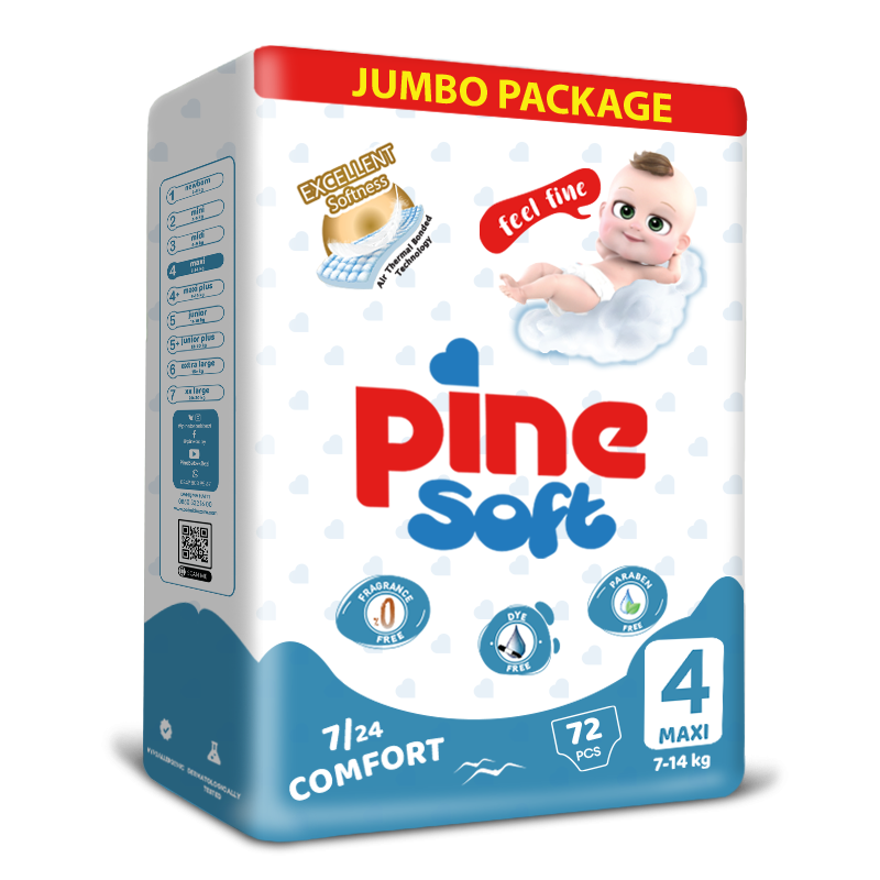 Scutece pentru bebelusi Pine Soft Pachet Jumbo Pine Maxi 7-14 kg x 72 buc - 1 | YEO