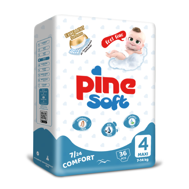 Scutece pentru bebelusi Pine Soft Pachet Advantage Pine Maxi 7-14 kg x 36 buc