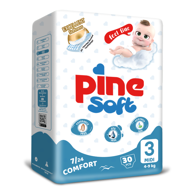 Scutece pentru bebelusi Pine Soft Pachet Eco Pine Midi 4-9 kg x 30 buc - 1 | YEO