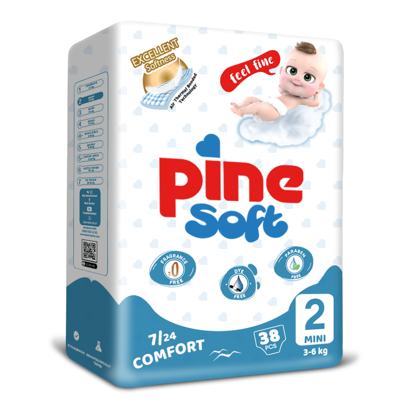 Scutece pentru bebelusi Pine Soft Pachet Eco Pine Mini 3-6 kg x 38 buc