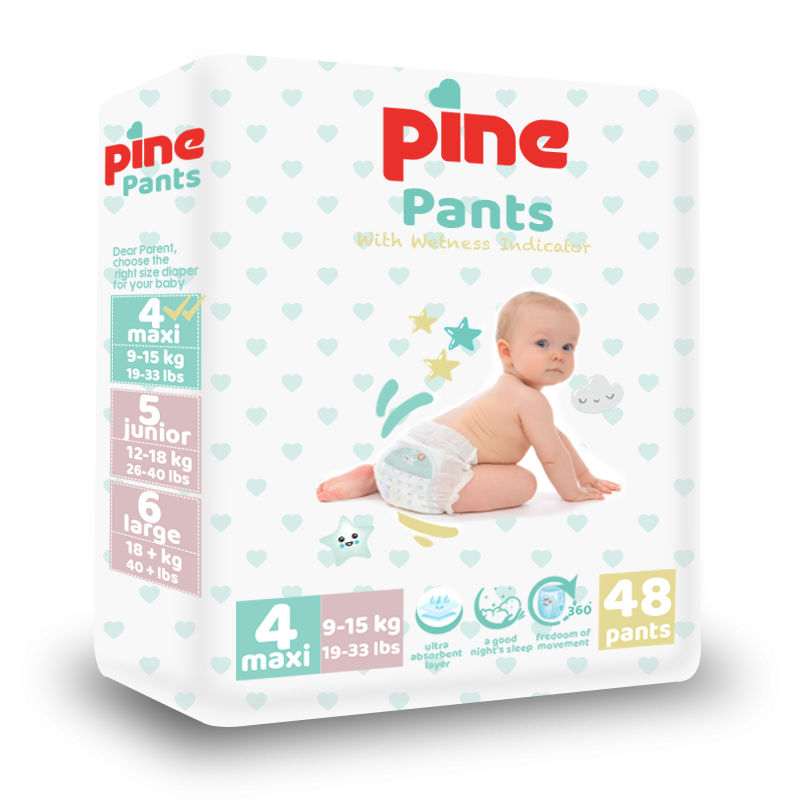 Scutece tip chilot pentru bebelusi Pine Pants Pachet Advantage Pine Maxi 9-15 kg x 48 buc