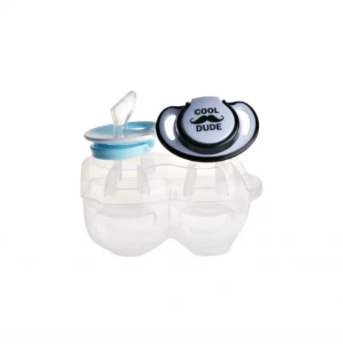 Set 2 suzete ortodontice din silicon si cutie sterilizare Minut Bab 6+ blue