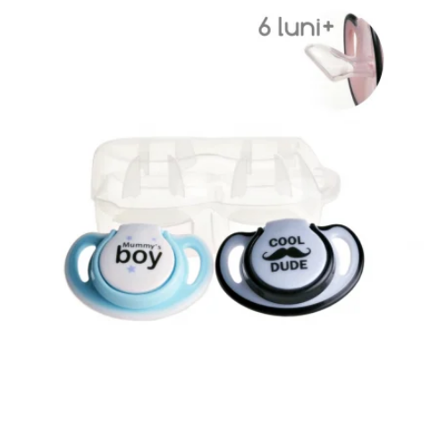 Set 2 suzete ortodontice din silicon si cutie sterilizare Minut Bab 6+ blue - 1 | YEO