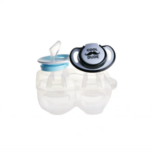 Set 2 suzete ortodontice din silicon si cutie sterilizare Minut Baby 6-18+ blue - 2 | YEO