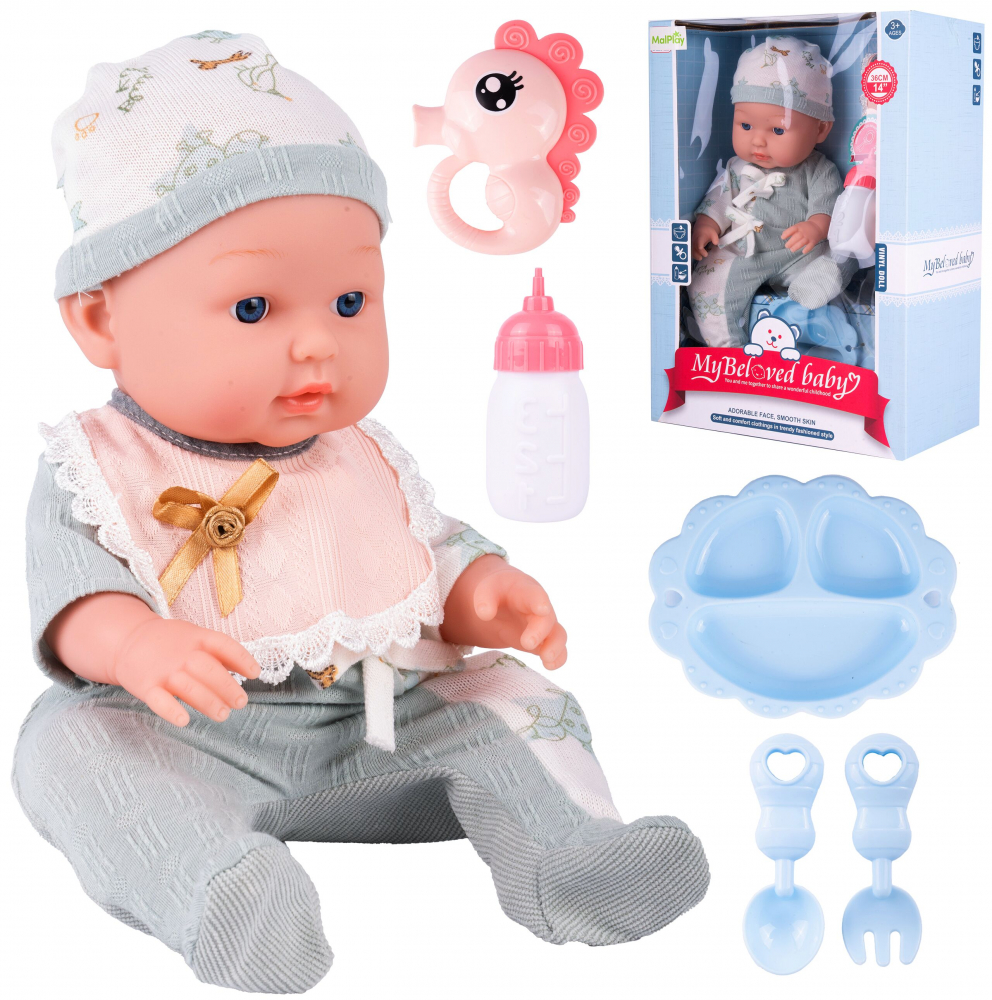 Set Bebelus cu accesorii de ingrijire MalPlay Beloved