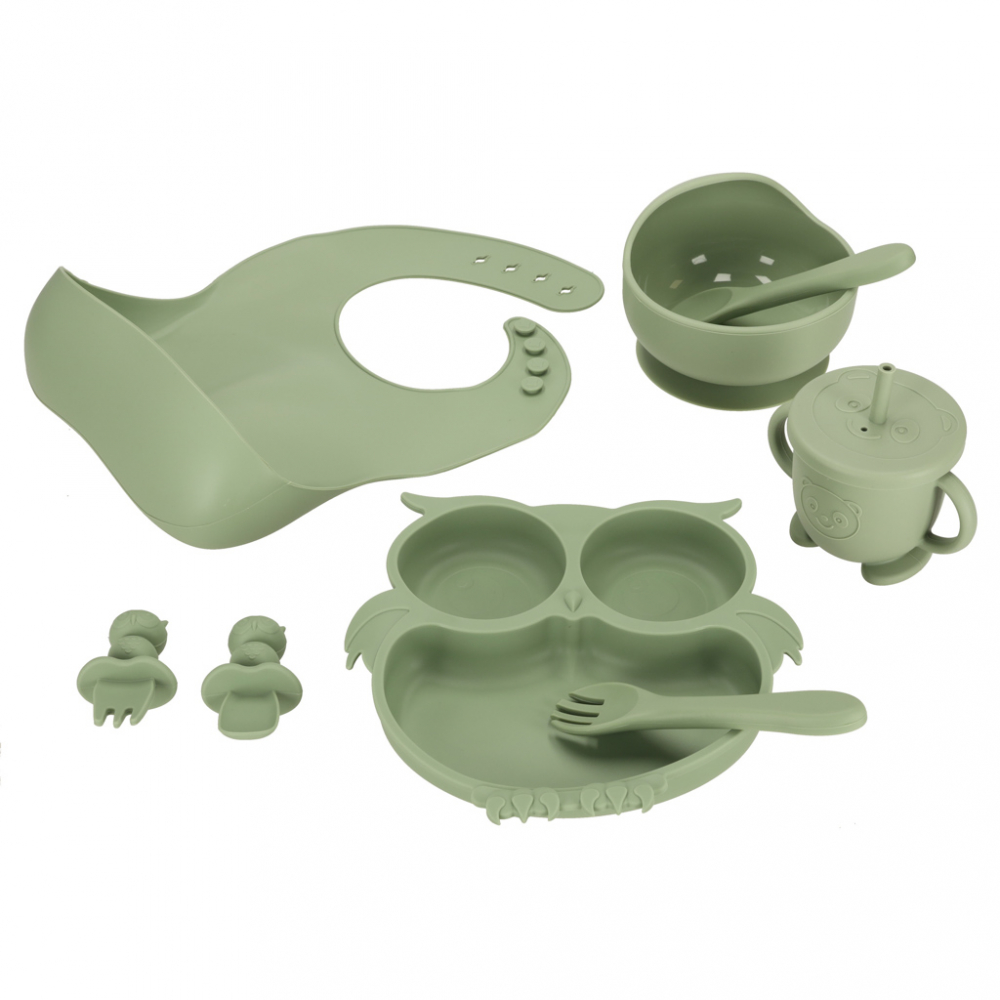 Set diversificare hrana bebelusi din silicon cu 8 elemente Green Owl - 2 | YEO