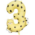 Balon din folie 55x75cm model Ghepard cifra 3