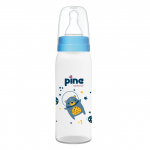 Biberon din sticla cu tetina nr 1 albastru 250 ml 0-6 luni Pine Natura