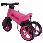 Tricicleta copii fara pedale 3 in 1 Funny Wheels Rider SuperSport Yetti Pink, varsta 1-4 ani, inaltime scaun 27-29 cm, transformabila in bicicleta cu o roata spate, curea transport pe umar, rotirea ghidonului este limita