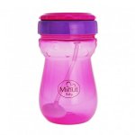 Cana anticurgere Minut Baby cu pai mobil 360 ml roz