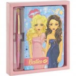 Carnetel cu pix 90 de file liniate Besties Grafix roz