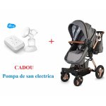 Carucior transformabil 3 in 1 Coccolle Ambra Gri + CADOU Pompa de san electrica Little Mom Easy Touch