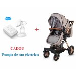 Carucior transformabil 3 in 1 Coccolle Ambra Rose Gold + CADOU Pompa de san electrica Little Mom Easy Touch