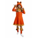 Costum de carnaval tip sarafan cu gluga model Vulpita 5-6 ani