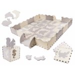 Covor puzzle pentru copii, Ikonka, cu forme detasabile 3D, impermeabil din spuma EVA, amortizeaza caderile, cu 36 piese, dimesiune 143 x 143 cm, Gri/Ecru